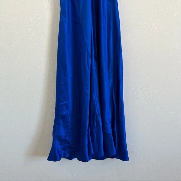 ALLEN SCHWARTZ Celia 100% Silk Blue Cowl Neck Midi Dress - Picture 8 of 8